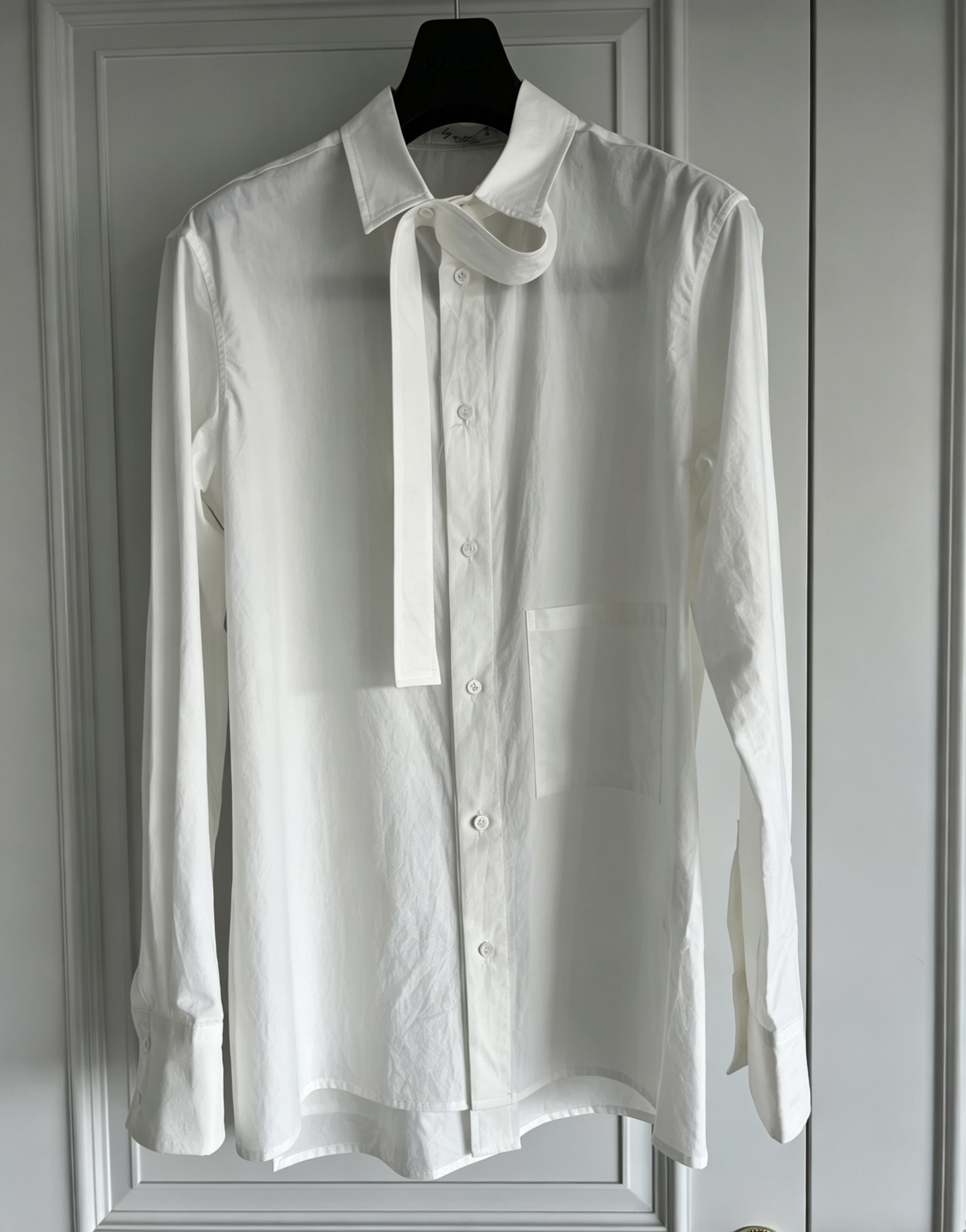Camisa masculina de algodão puro branco com design original TOP-YAMAMOTO