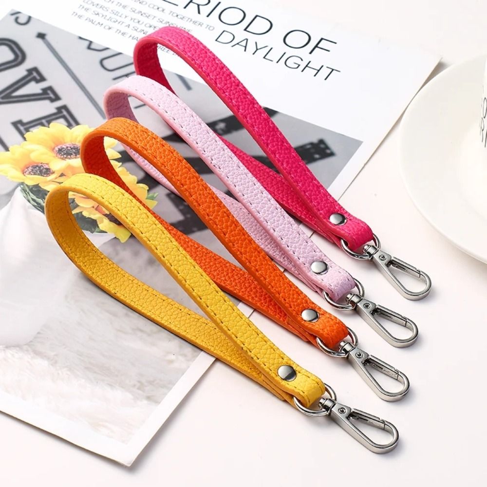Sangle de poignet en cuir PU Simple, argent/or, couleur unie, poignée de sac à main souple, réglage de remplacement, portefeuille, ceinture, accessoires de sac