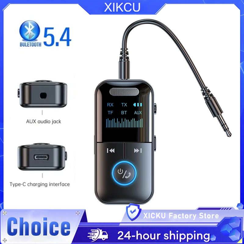 Bluetooth 5.4 Aux-Adapter Audio-Empfänger Sender 3,5mm Klinke LED-Anzeige für Auto/Heimstereoanlage/Kabelgebundene Kopfhörer/Lautsprecher/TV