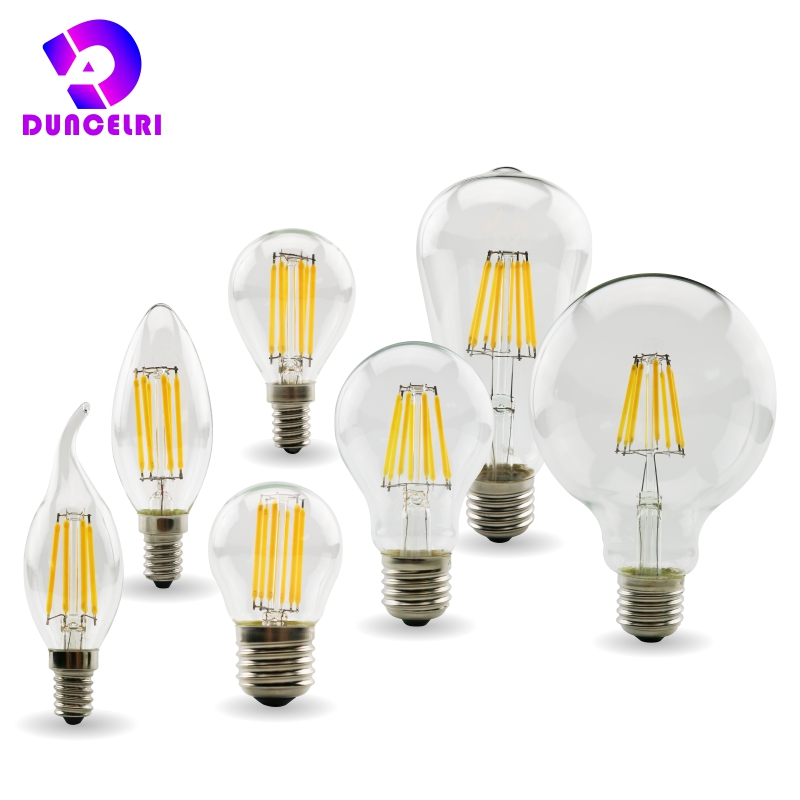 レトロエジソン E27 E14 LED フィラメント電球ランプ 220V-240V 電球 C35 G45 A60 ST64 G80 G95 G125 ガラス電球ヴィンテージキャンドルライト