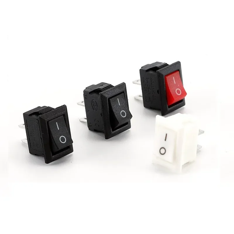 Mini interrupteur à bascule SPST, interrupteurs encliquetables noirs et rouges, bouton AC 250V, 3A, 125V, broche Snap2, E/S, interrupteur marche-arrêt 10x15mm, 5 pièces, 15 pièces