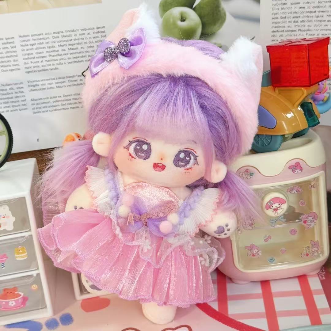 20cm Kawaii dapat mengubah pakaian tidak ada atribut boneka tubuh gemuk kustomisasi Cospslay kartun anak anjing cinta bintang boneka hadiah koleksi mainan