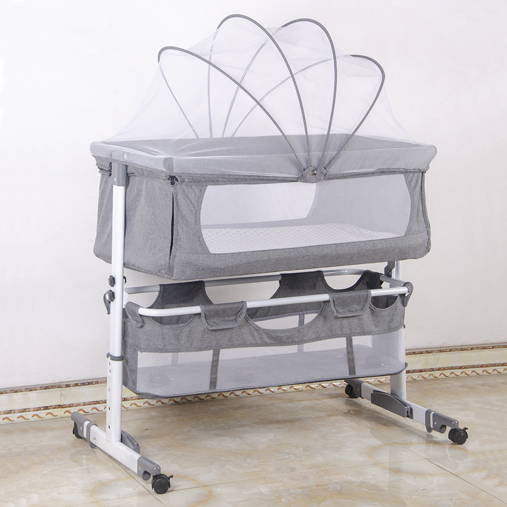 Cama de bebê 3 em 1, berço com mosquiteiro, cama de viagem com colchão, ajustável, com cesta de armazenamento, ninho móvel para bebê