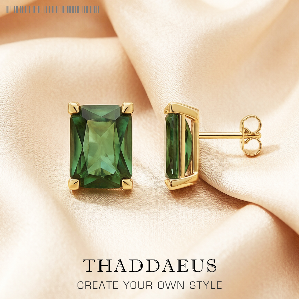 Stud Earrings Green Stone Golden Vintage Jewerly For Women 2022 Charms Elegant Design Gift In 925 Sterling Silver