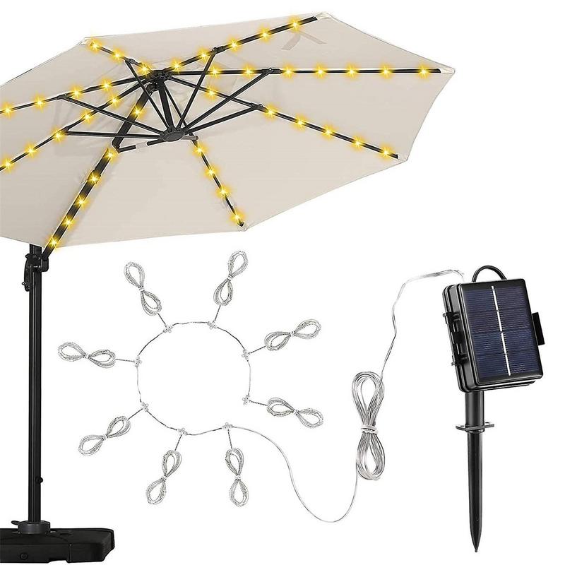 Luces LED de energía Solar para sombrilla de Patio, lámpara de cadena de hadas para jardín al aire libre, IP67, impermeable, para tienda de campaña, 104