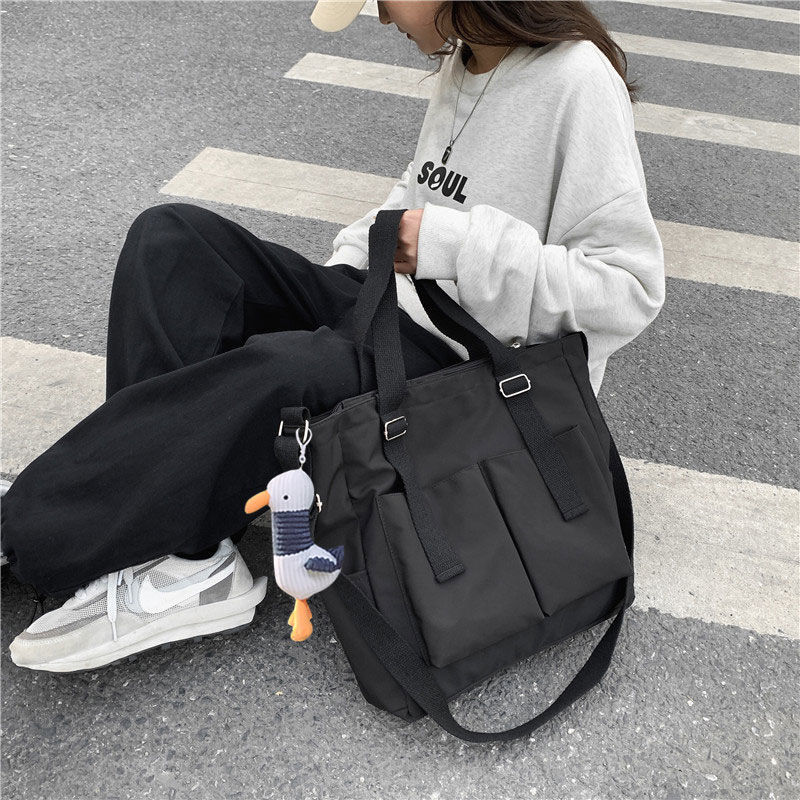 Sac fourre-tout étanche en toile pour femmes, fourre-tout de grande capacité, sacs à bandoulière japonais, sacs d'école pour étudiants