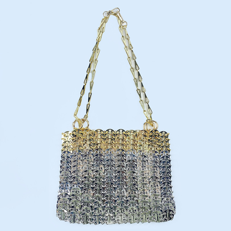 Bolso cruzado con cadena para teléfono móvil de alta capacidad con lentejuelas de metal, hecho a mano, tendencia de moda para mujer, superventas, 2024