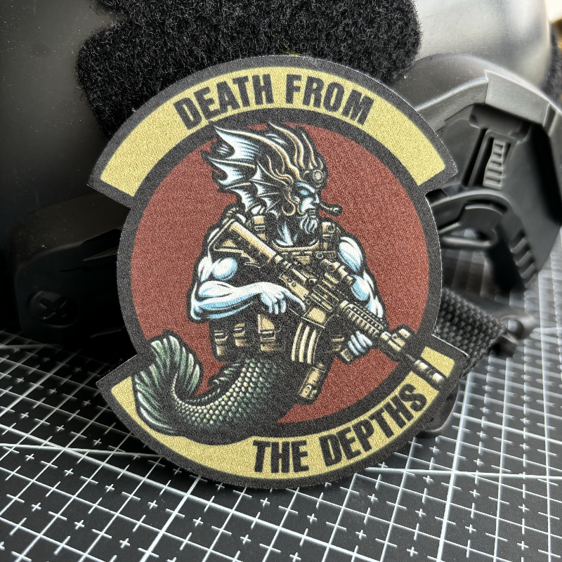 Autocollant de sac à dos militaire imprimé crochet et boucle, soldat de l'armée Poseidon DulPatch, insigne de moral de fusil, forme de mort, la profondeur