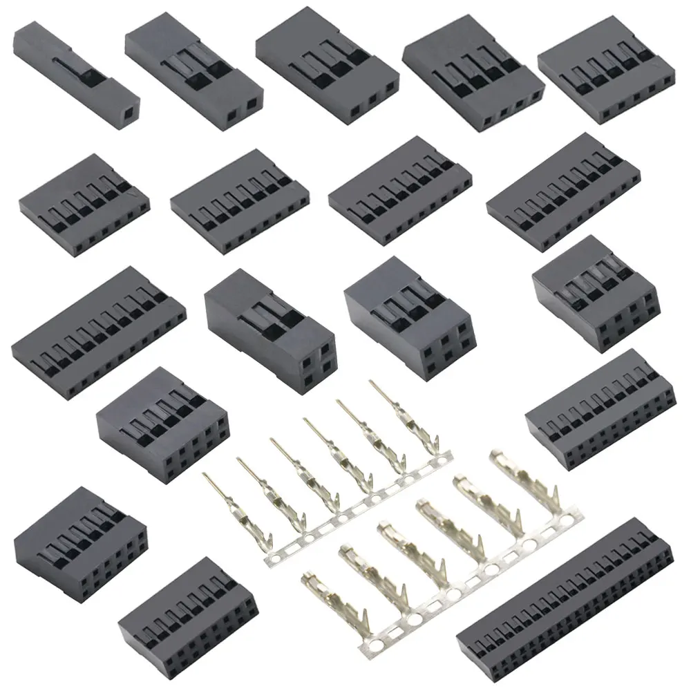 Dupont Plastic Shell Plug 2.54mm Enkele Dubbele Rij Dupont Connector 1/2/3/4/5/6/7/8/9/10P 2*2/3/4/5/6/8/10/20P Behuizing Terminals