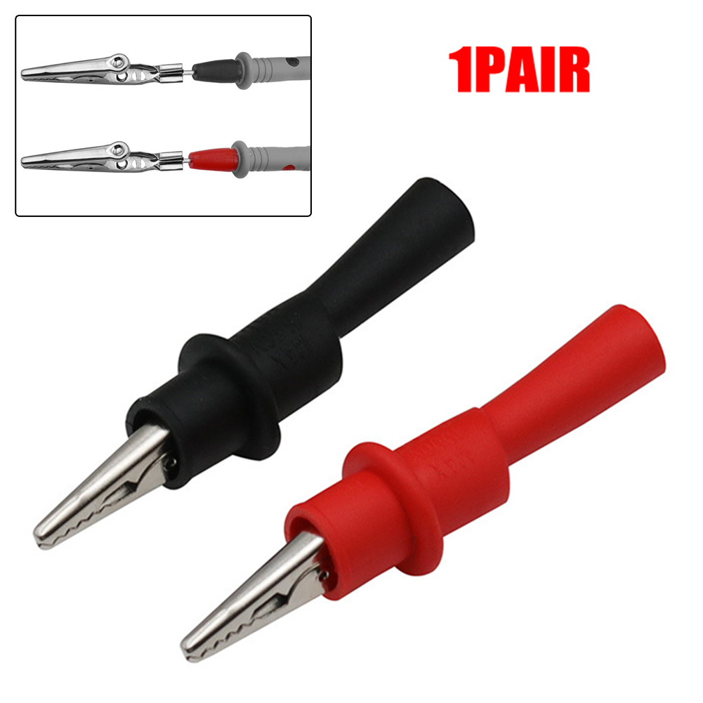Abrazadera de Clip de prueba de puntas de cable rojo + negro, 2 uds., para probador multímetro AC DC 10A 1000V, accesorios de herramientas multímetro