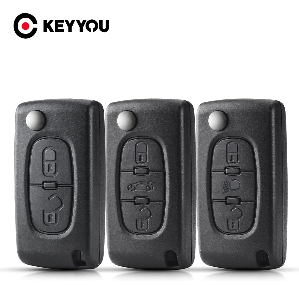 KEYYOU 1PCS Obudowa kluczyka samochodowego do Peugeot 306 407 807 Fob 2 przyciski Składana obudowa pilota VA2/HU83 Blade CE0523/CE0536