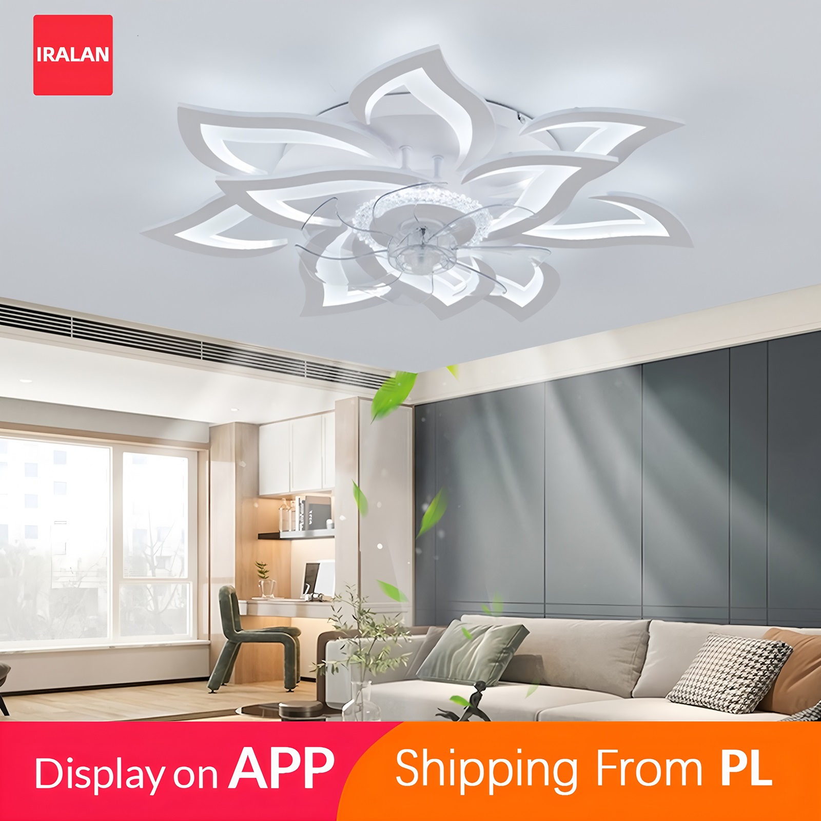 Modern Ceiling Fans with Remote Control Light Decorative White/Black Lotus Fan Light 2-in-1 Electric Fan Led Living Room Light