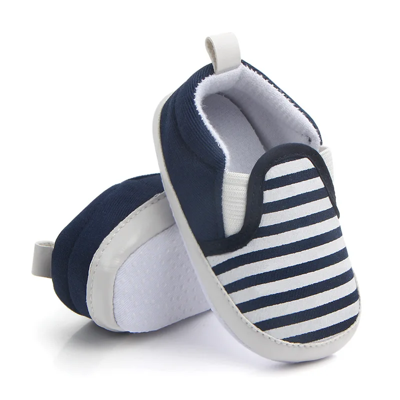 Sapatos de Lazer Navy Stripe para Bebês Meninos e Meninas, Primeiros Caminhantes, Sola Suave, Moda Pré Walker, 6 Meses, 1 Ano
