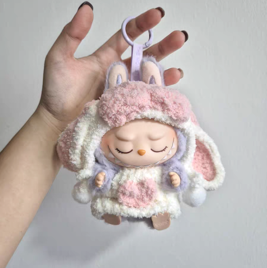 Accesorios para muñecas Labubu de 17cm, ropa para muñecas DIY, latido del corazón, disfraz de conejo peludo de orejas largas, vestido de dibujos animados, traje Labubu