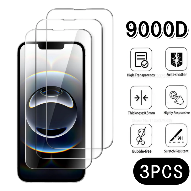 3 pezzi in vetro temperato per iPhone 17 16 Pro Max Plus 17Air protezione schermo per iPhone 17Pro 16Pro HD pellicola protettiva in vetro trasparente