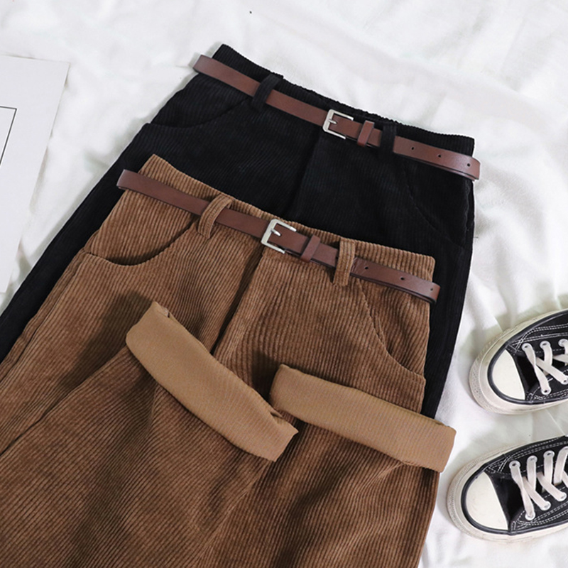 Lucyever-pantalones holgados de pana para mujer, Pantalón recto Vintage de cintura alta, pantalones informales de pierna ancha, primavera y otoño, 2022