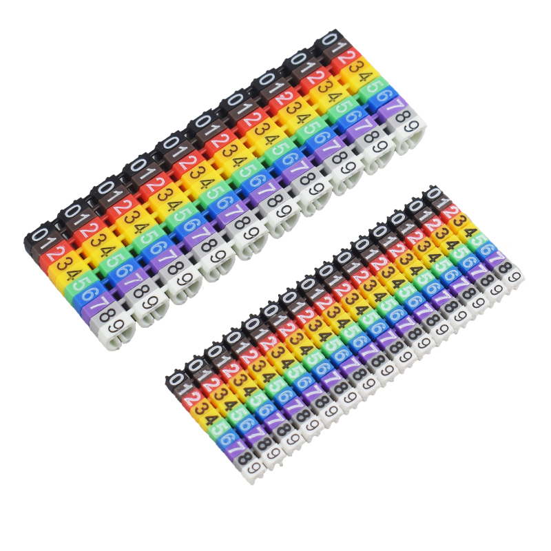 100 Pcs Cable Markers Colourful C-Type Marker Number Tag Label For 2-3mm Wire Conspicuous And Easy To Identify