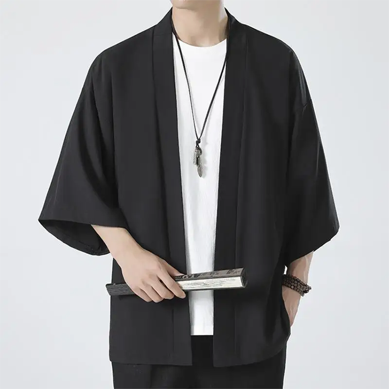 Kimonos cosplay samurai preto para homens e mulheres, roupa estilo japonês, haori tradicional, cardigã na moda harajuku, yukata