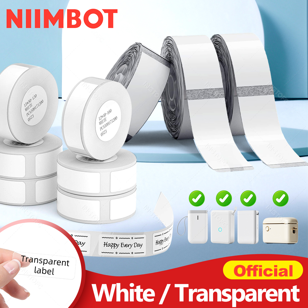Niimbot-etiqueta adhesiva térmica transparente, rollo de papel autoadhesivo, código de barras, impresión de nombre de precio para D11 D110