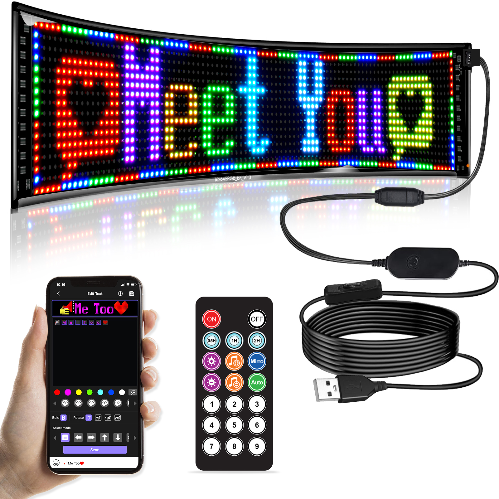 GOTUS 高輝度スクロール LED サイン、プログラム可能な複数のテキスト パターン表示アプリケーション制御 LED カー ストア サイン
