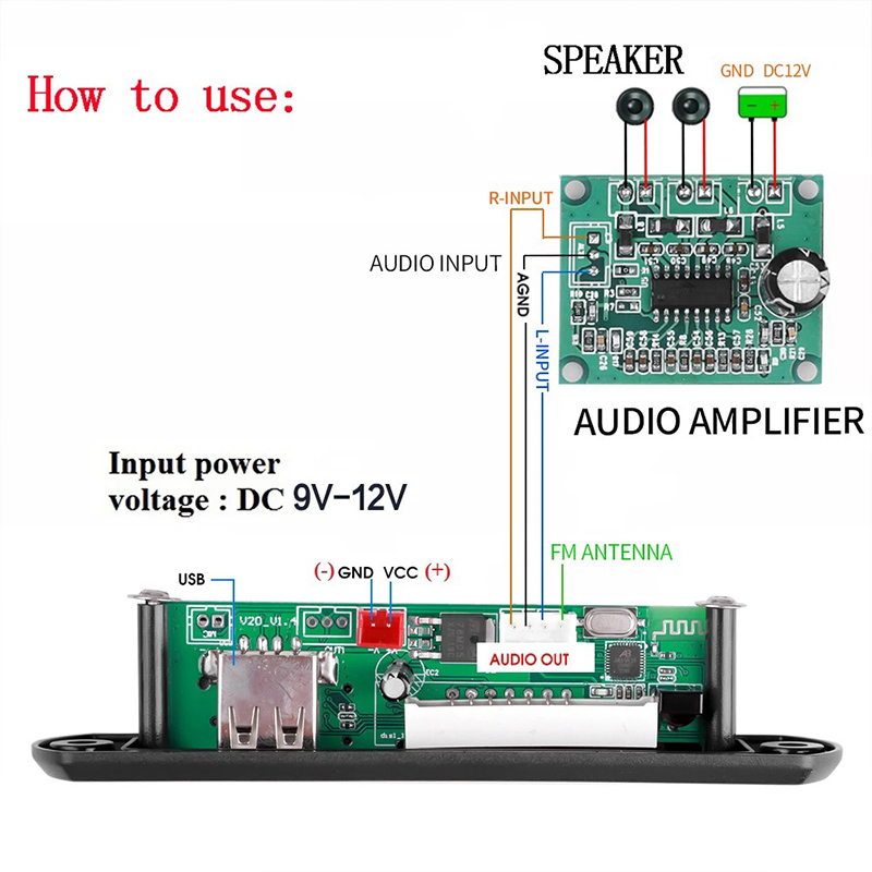 Kit per auto Bluetooth 5.0 Scheda di decodifica MP3 wireless Audio 9V-12V WMA Modulo lettore musicale per auto Audio senza perdita USB AUX TF Radio
