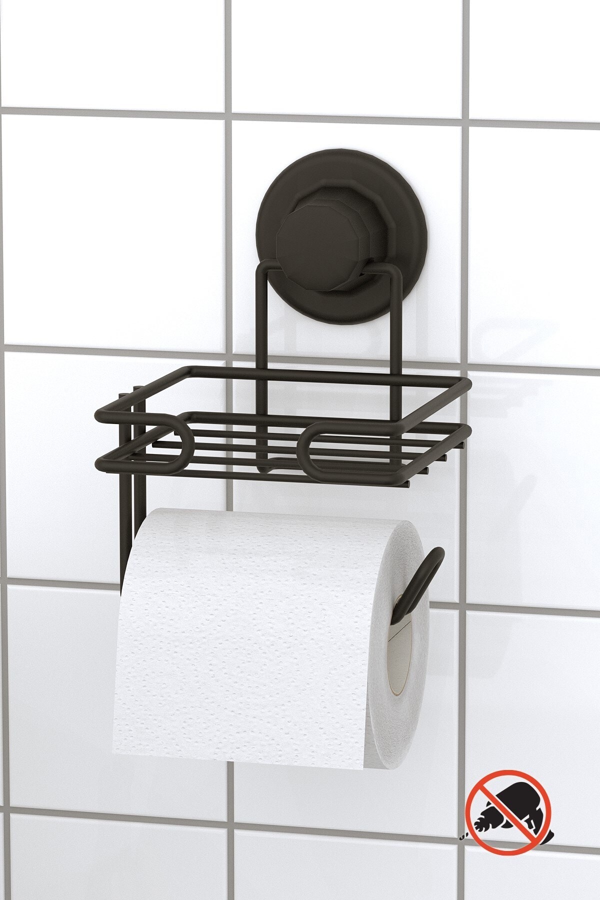 Lembar Toilet Redundan Vakum Hitam Matte, Tempat Kertas Kamar Mandi Tempat Tisu Gulung Tempat Handuk Kertas Stainless Steel Ganda