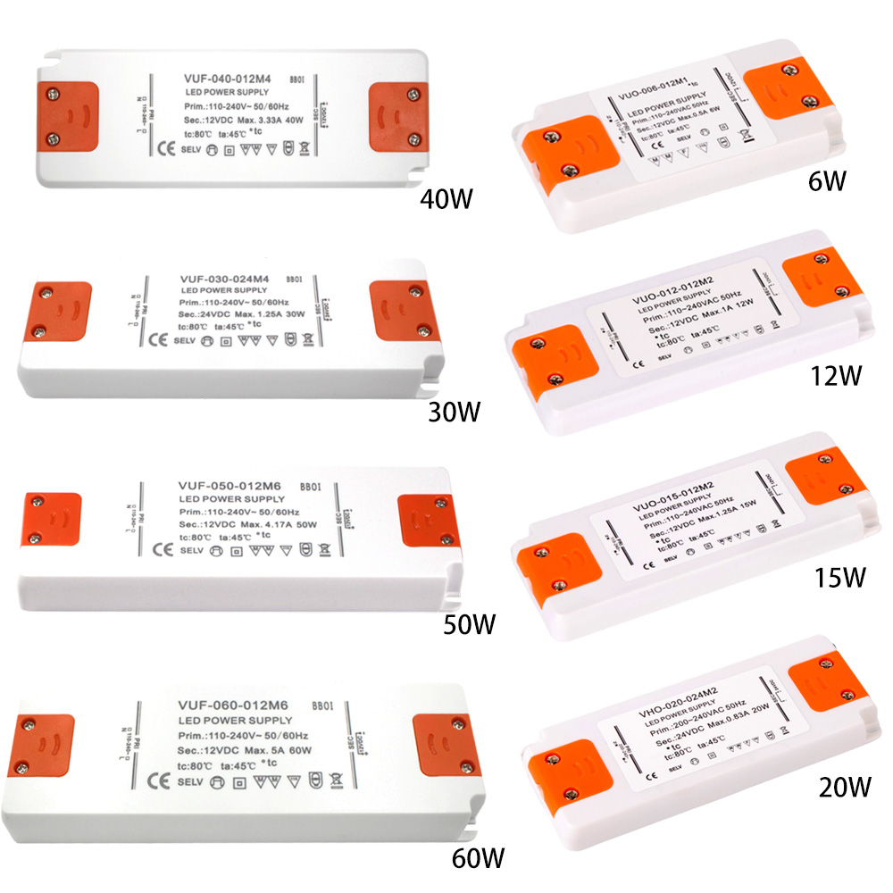 DC 12V 24V Ultradünnes Beleuchtungstransformator-LED-Netzteil 6W 15W 20W 30W 40W 50W 60W Treiber 110V 220V 230V Fr LED-Streifenlichter