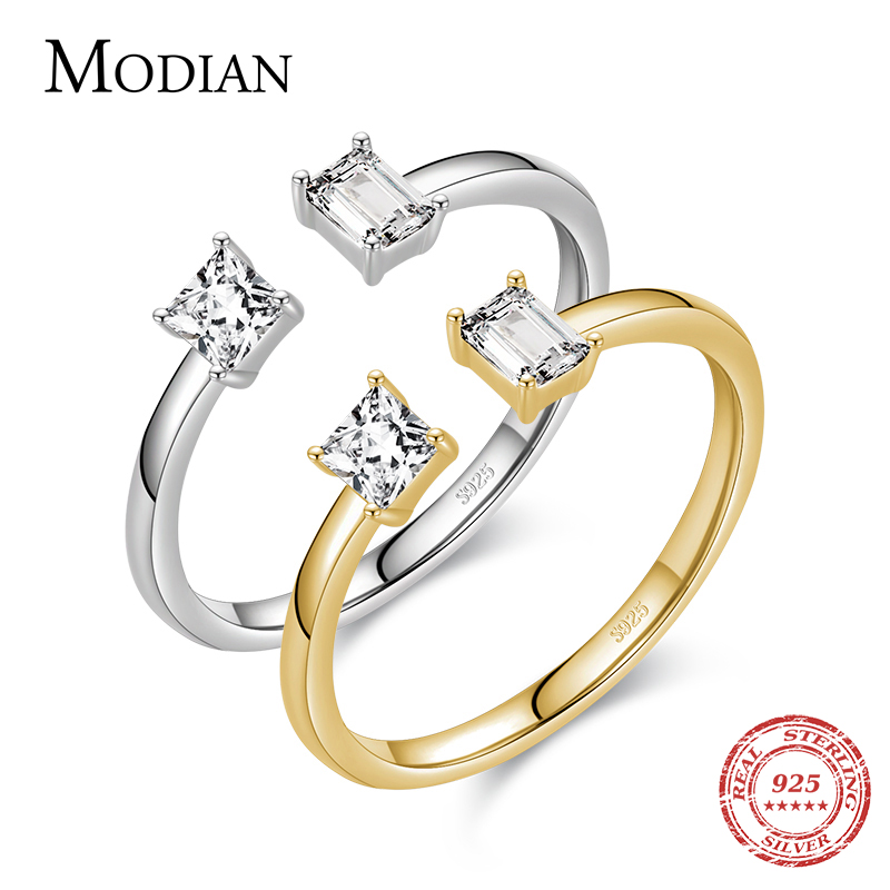 Modian classique réel 925 en argent Sterling irrégulier scintillant clair CZ bague pour les femmes charme couleur or bijoux fins de mariage