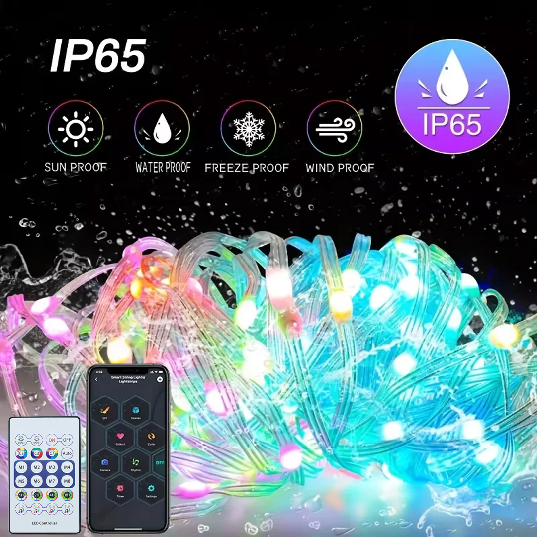 WS2812B LED String Light inteligentny pilot Bluetooth RGBIC wróżka lampa USB wodoodporna na lampki choinkowe Home Decor