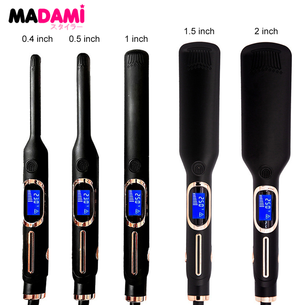 Fer à lisser bigoudi professionnel haute température chauffage rapide 450 ℉   / 480 ℉   Fer plat pour cheveux, traitement à la kératine, double tension