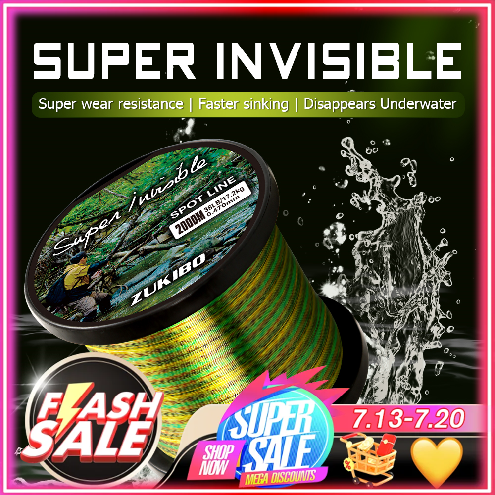 ZUKIBO 1000m 500m 200m ligne de pêche en Nylon Invisible moucheté ligne tachetée Super forte revêtement fluorocarbone ligne de pêche à la carpe