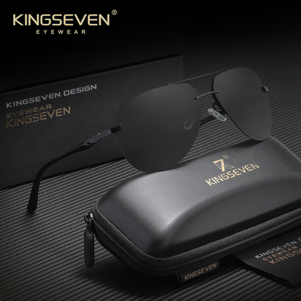 Okulary przeciwsłoneczne KINGSEVEN Pilot Rimless, polaryzacyjne, z filtrem UV400, męskie i damskie, do prowadzenia samochodu.