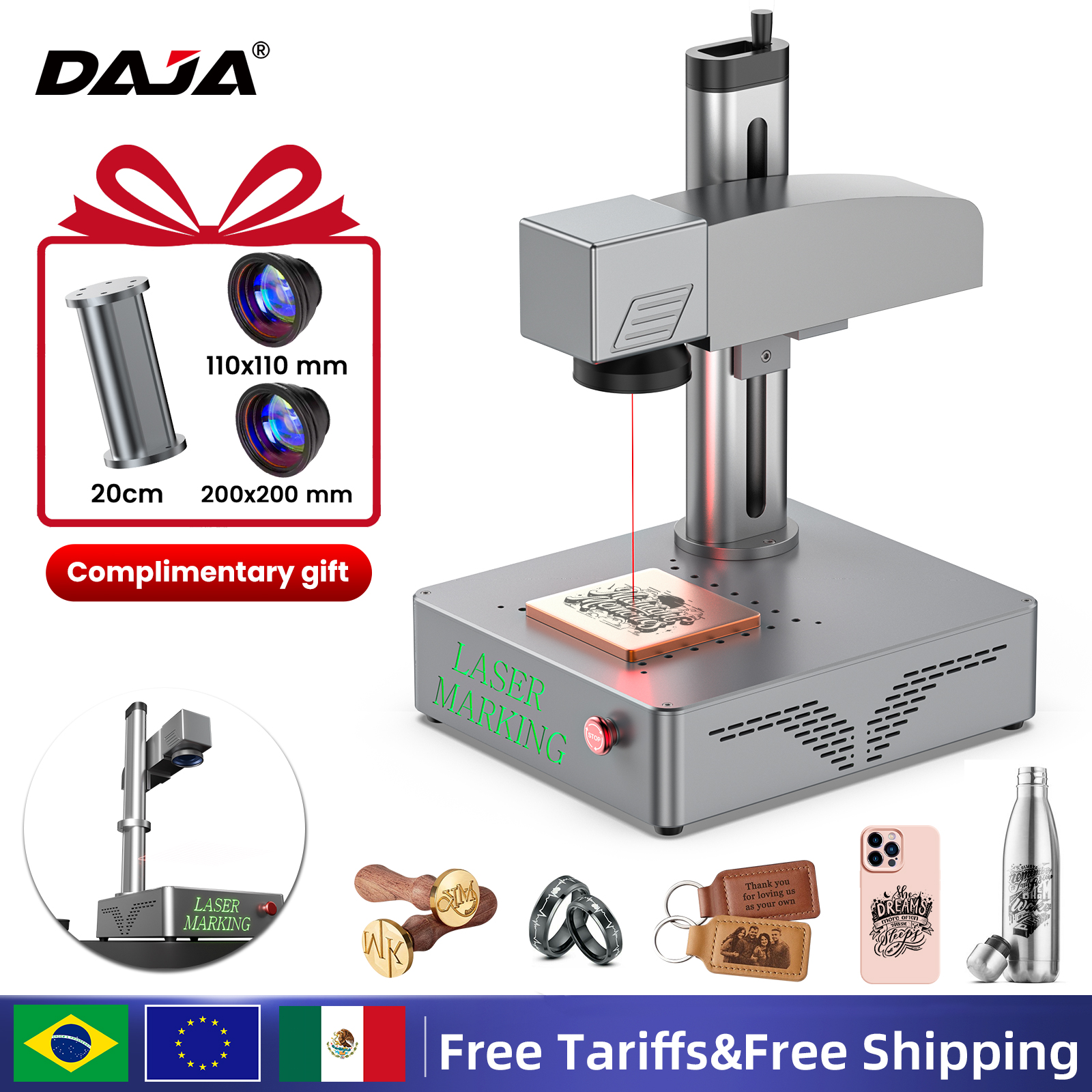 Daja s4 máquina de marcação a laser de fibra de alta potência corte metal jóias negócios industrial gravar metal jóias couro plástico