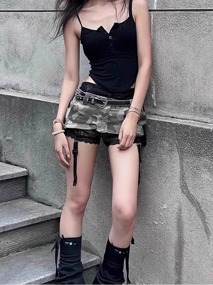 Minifalda vaquera Retro High Street Y2k para mujer, faldas sexys de cintura baja americanas a la cadera, trajes informales Grunge estéticos, verano 2025