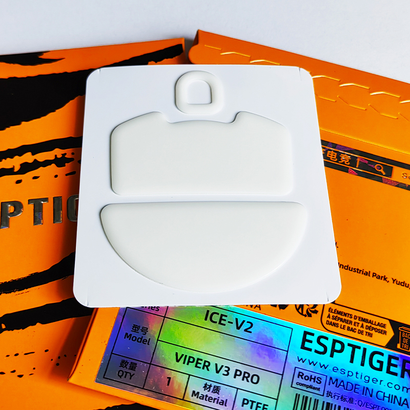 1 paquete Original Esports Tiger ICE V2 patines de ratón pies de ratón para Razer Viper V3 PRO arco blanco PTFE pies de ratones deslizan