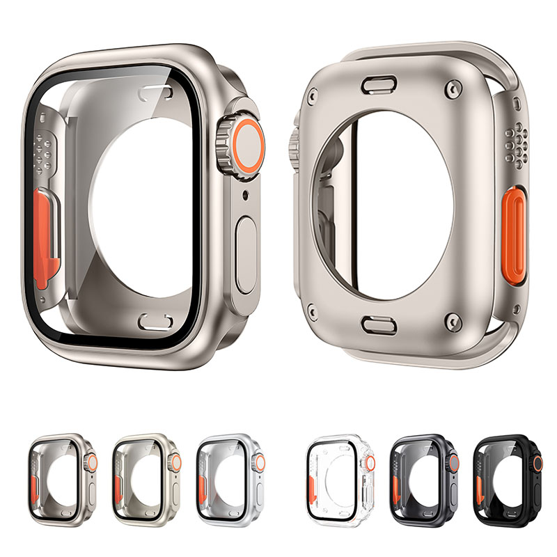 Sarung pelindung layar untuk Apple Watch, 46mm 44mm 45mm 40mm 41mm PC keras casing Bumper depan belakang iwatch 10 9 8 7 6 perubahan ke Ultra