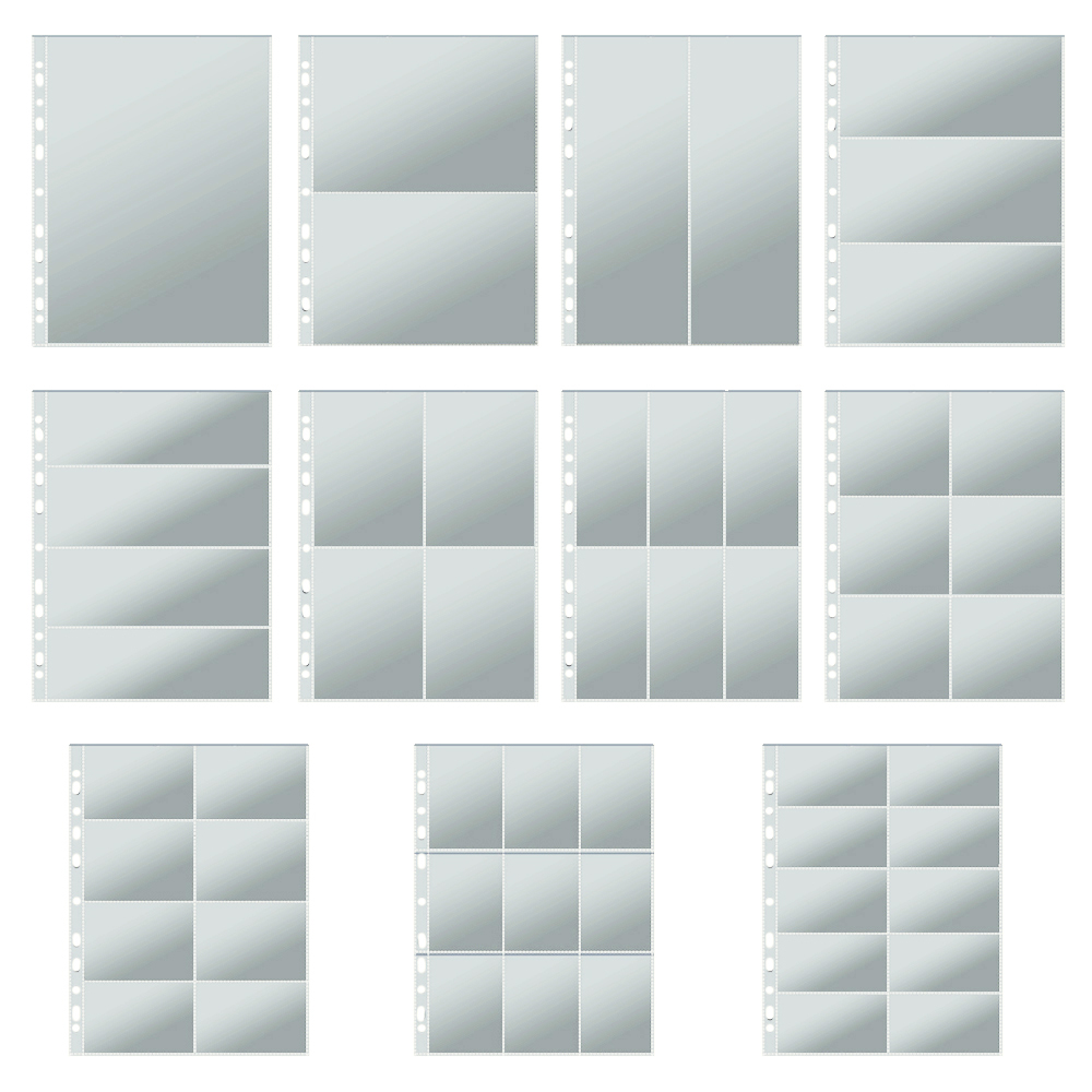 páginas de tarjetas de álbum de fotos transparente A4 de 11 agujeros-carpeta de anillas fundas para tarjetas fotográficas 10/30/50 hojas/paquete para fotos/carpeta de tarjetas/documentos