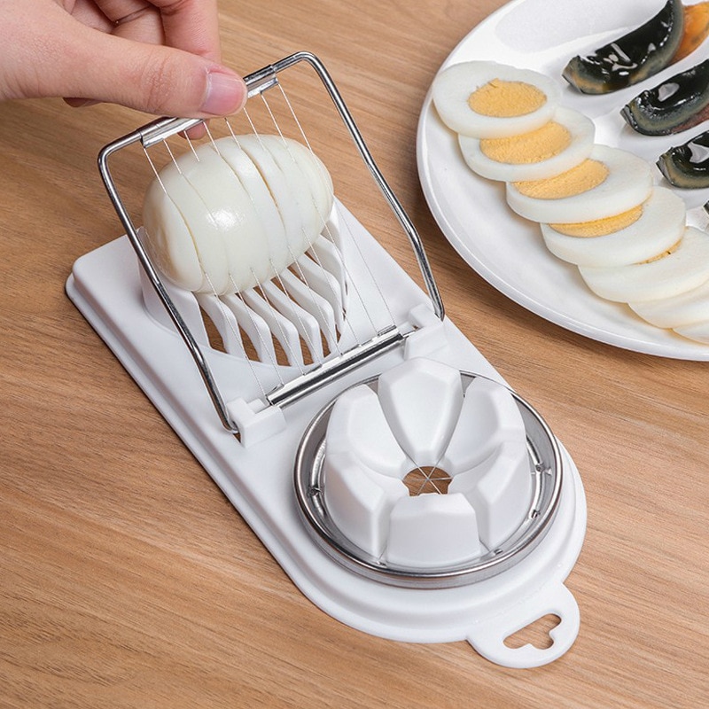 Affettatrici per uova multifunzionali affettatrice In acciaio inossidabile Fancy Splitter strumento per tagliare le uova casa due In uno Egg Cutter gadget da cucina
