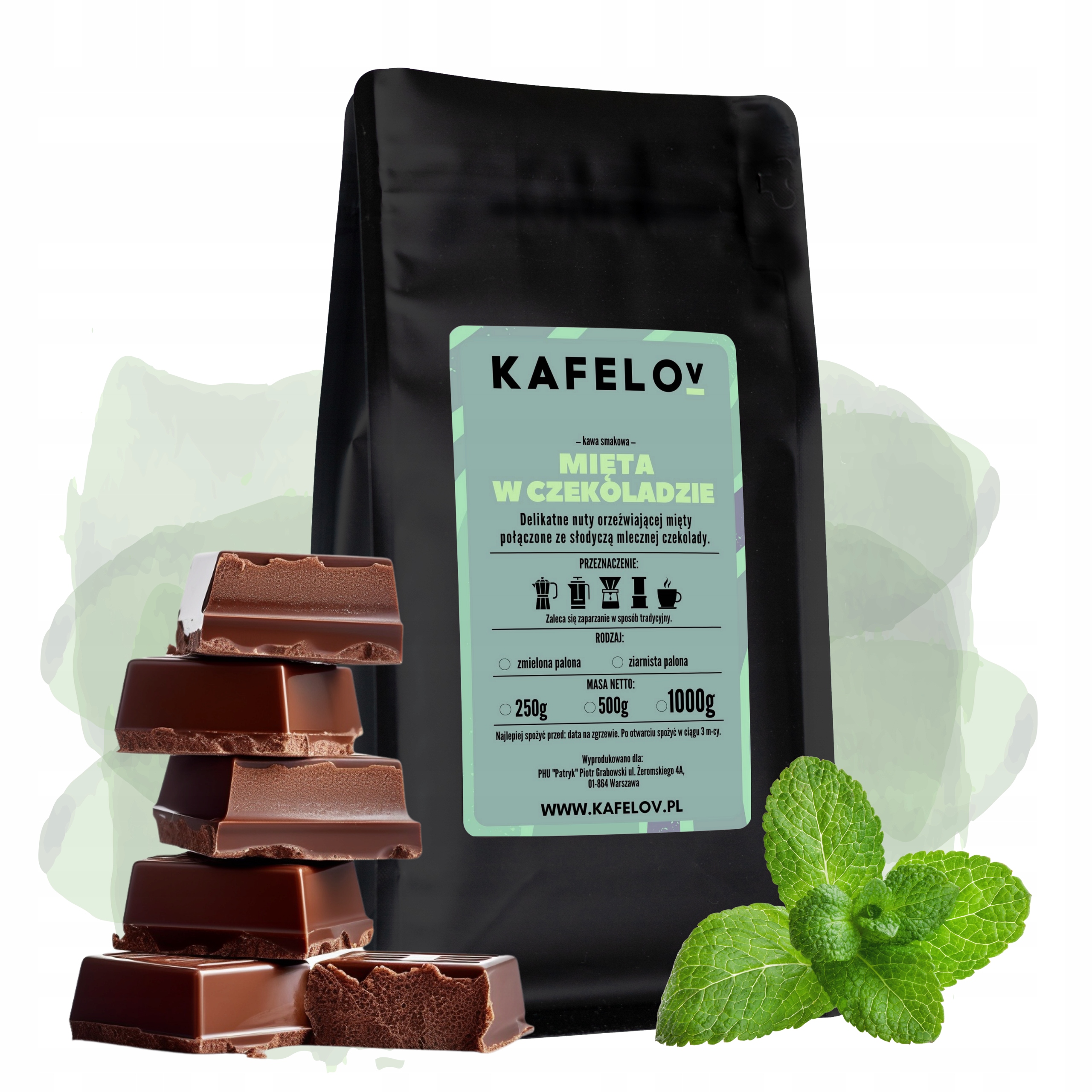 Kafelov Kaffee MINT IN SCHOKOLADE 1000G ZIARNIST