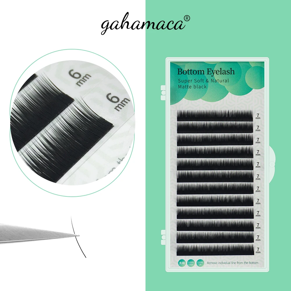 GAHAMACA sous les cils 5mm/6mm/7mm cils individuels Extensions de cils doux naturels J/C Curl faux Cilio pour maquillage Maquillaje
