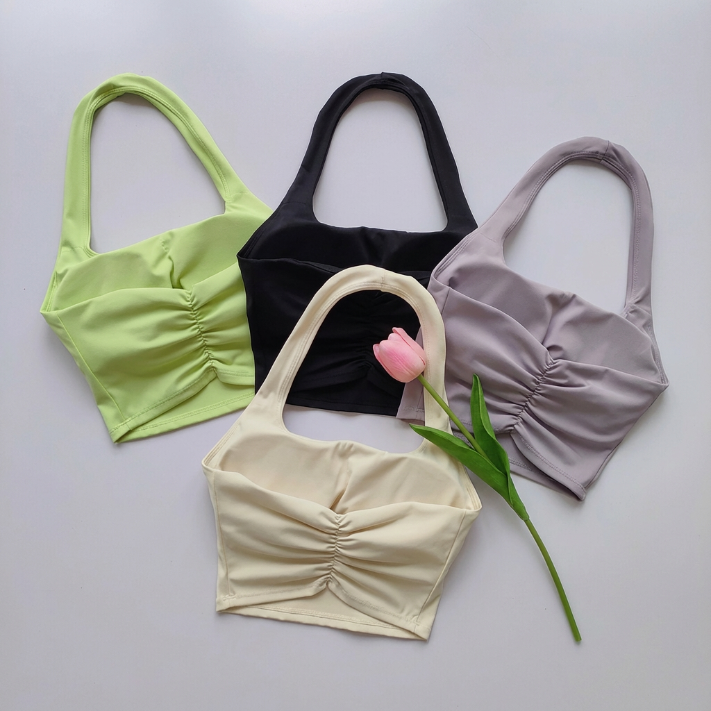 Women's Sexy Halter Padded Yoga Sport Bra Backless Gym Crop Top Breathable Pilates Fitness Camisole Workout Sports Bra