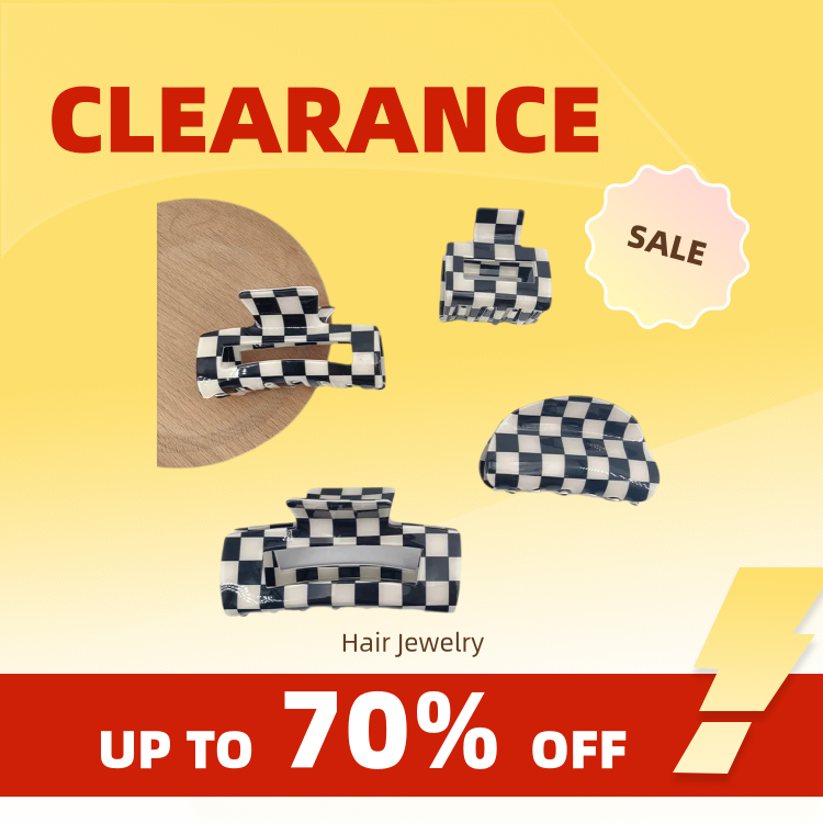 Clearance_Black 흰색 체크 무늬 직사각형 머리 클로 클립 여성용 패션 헤어 클립 스타일링 클로 클램프 헤어 액세스