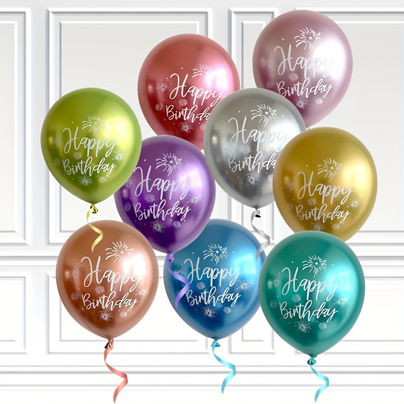 10 sztuk balony urodzinowe wszystkiego najlepszego z okazji urodzin nadrukowany wzór Baby Shower chromowany balon lateksowy metalowe dekoracje na imprezę urodzinową Globos
