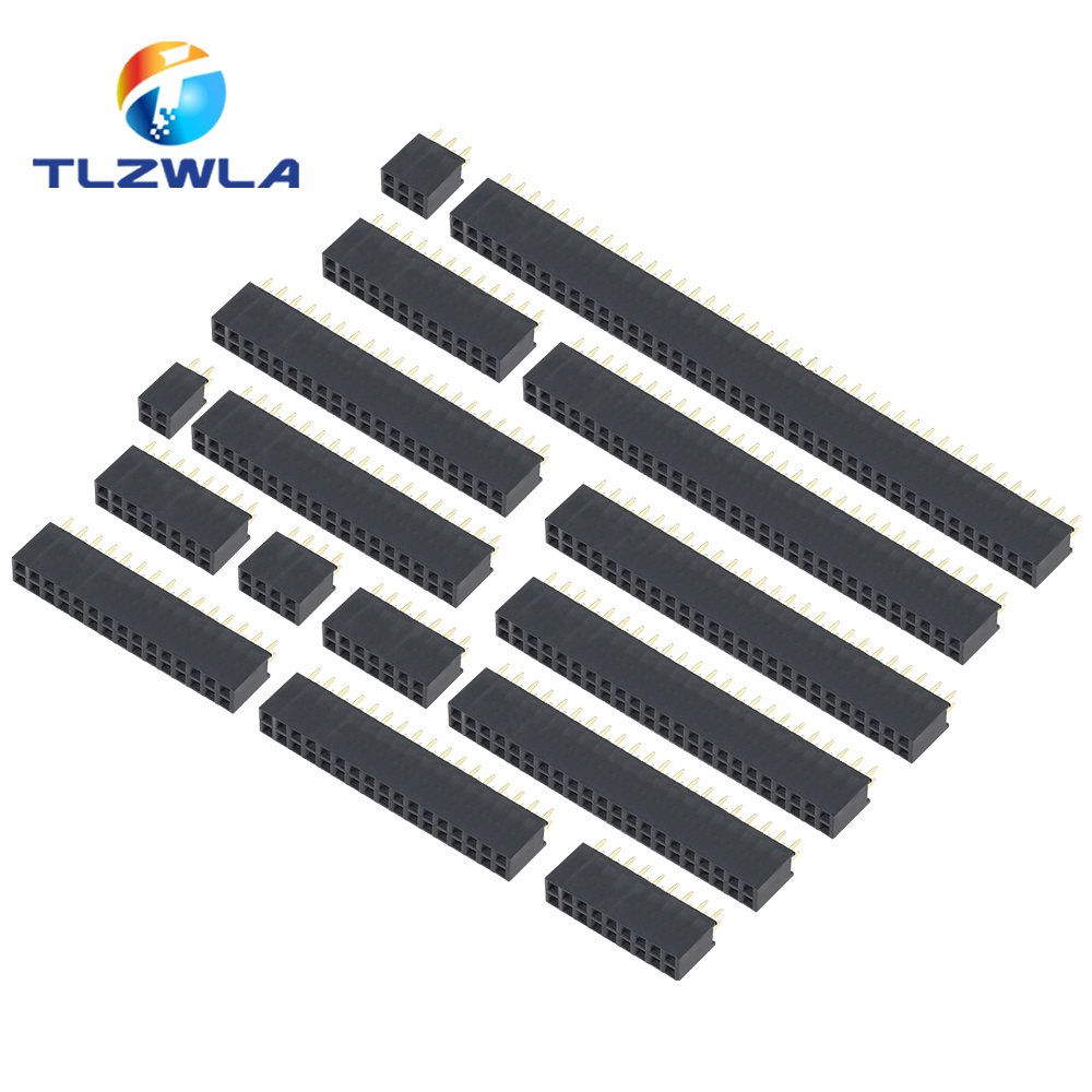 10PCS Double Row Pin Female Header Socket Pitch 2.54mm 2*2p 3p 4p 5p 6p 8p 10p 12p 40p Pin Connector