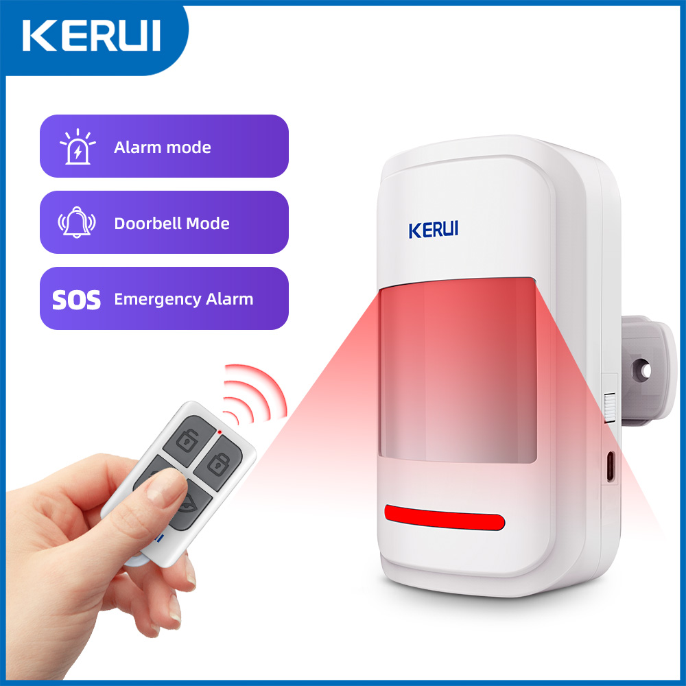 KERUI PIR сигнализация движения с дистанционным беспроводным инфракрасным датчиком движения 433 МГц детектор сигнализации/дверной звонок два режима SOS для пожилых дома