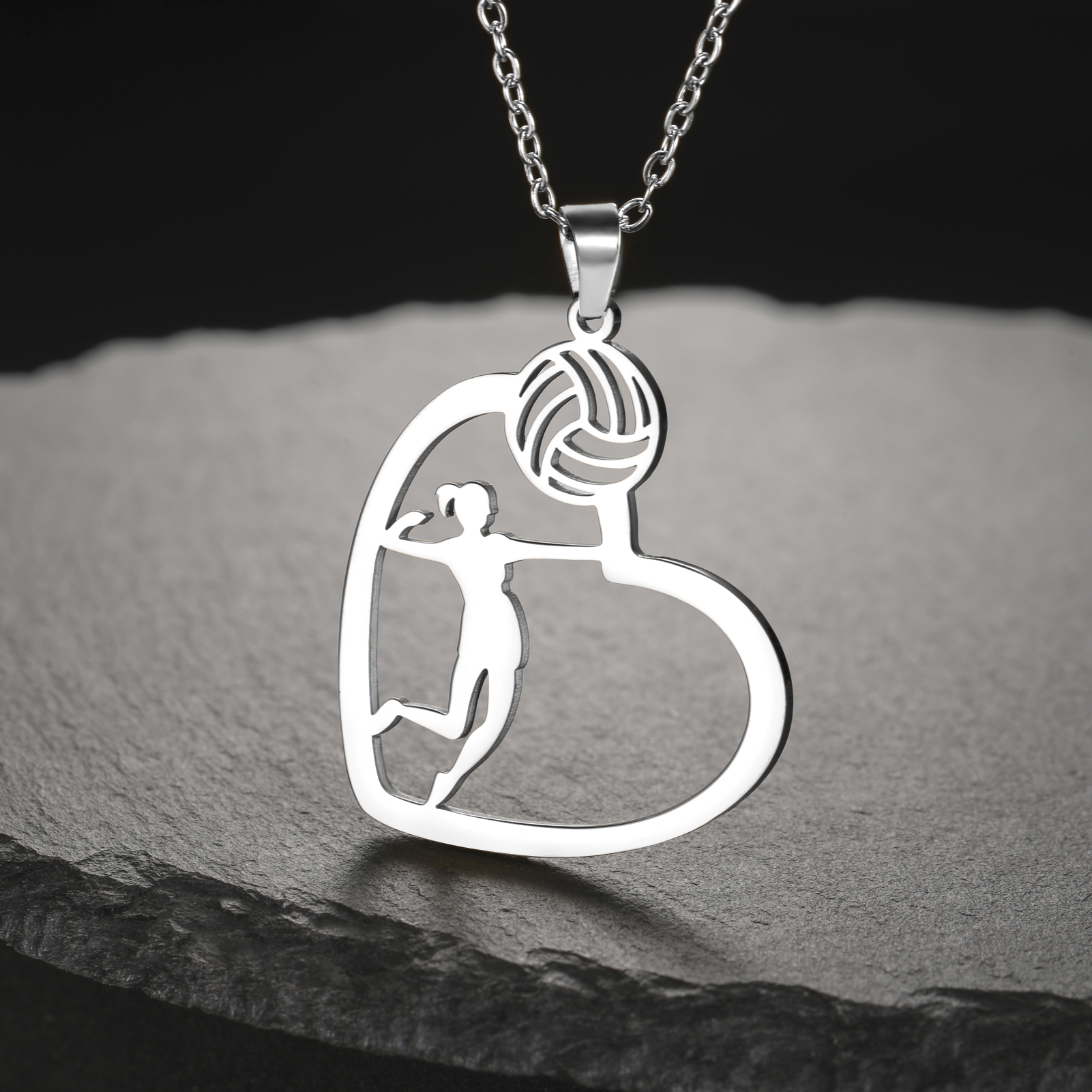 Unift Volleybal meisje in hart kettingen voor dames speler fan roestvrij staal hanger hals ketting mode geometrie sport sieraden