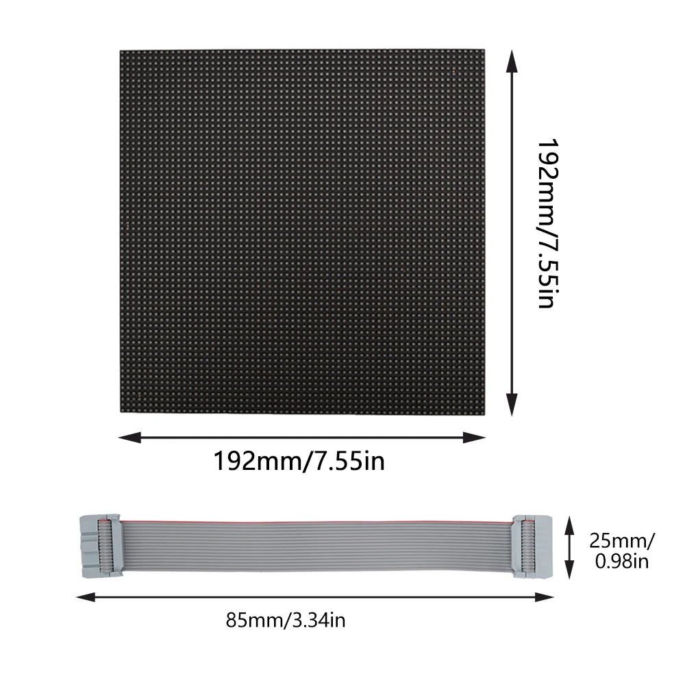 Panneau matriciel Led 64x64 RGB, affichage intérieur publicitaire P3, Module d'écran Programmable polychrome 192x192mm Hub75