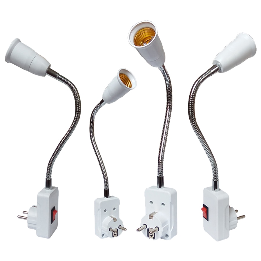 EU UNS Stecker auf E27 Lampe Halter Glühbirne Sockel Mit Schalter Flexible Lampe Basis Umwandlung Tisch Lampe Konverter 20 cm 30 cm 50 cm