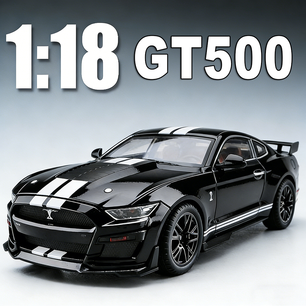 1:18 Mustang GT500 Accord Auto in lega Modelli pressofusi Giocattoli 4 porte aperte con luce sonora Tirare indietro Veicoli Regalo di compleanno per bambini