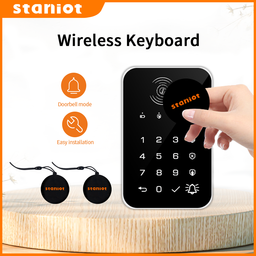Staniot – clavier tactile sans fil 433Mhz, 2 cartes RFID, activation ou désactivation du mot de passe, pour système d'alarme de sécurité Tuya Smart Home,Vente chaude en France, adapté à l'hôte antivol 2G/GSM/4G